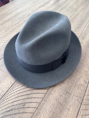 Mallory by Stetson Gray Fur Felt Fedora Hat Size 7 (56) Vintage Classic